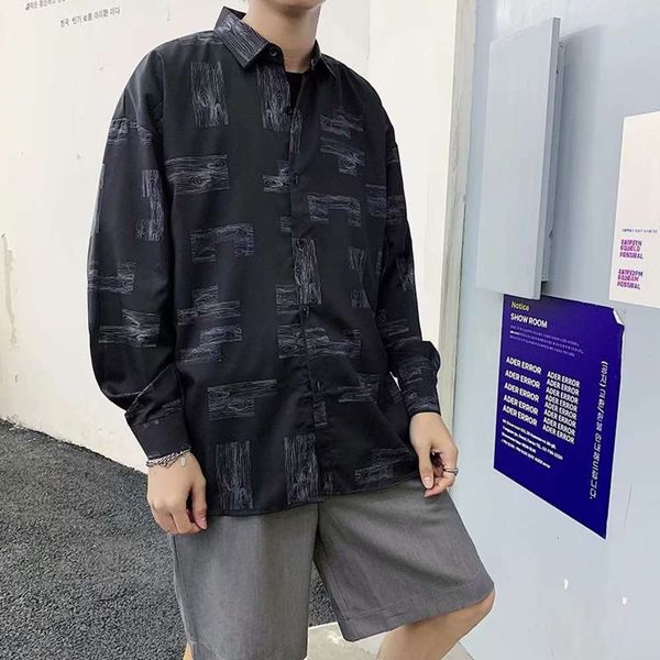 

spring and autumn men's print fashion casual shirt 2020 super fire thin jacket, White;black