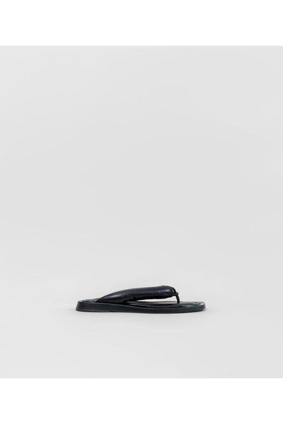 

sandals black leather flip-flop flat women