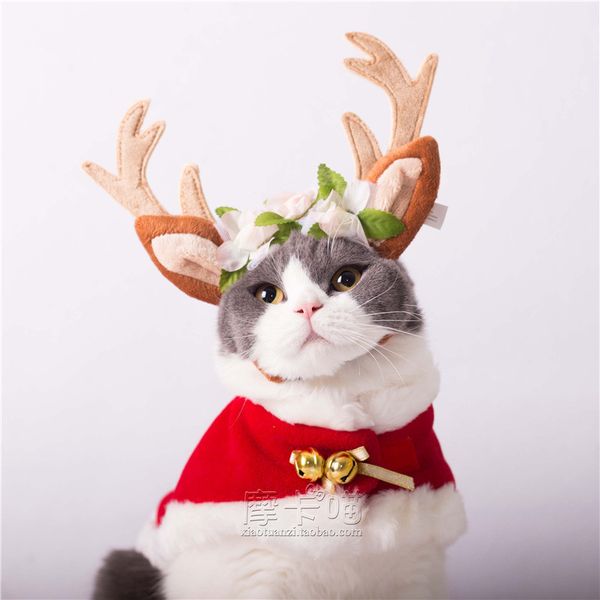 

pet cat dog cloth year cloak christmas hat fairy antler warm shawl