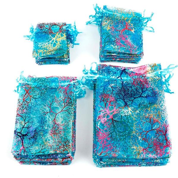 

gift wrap 50pcs/lot 7x9cm 9x12cm 10x15cm colorful organza bags jewelry packaging wedding favor drawstring pouches