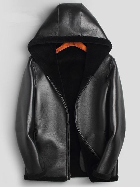 

men's leather & faux 100%wool autumn winter men real sheep shearling fur coat double-side wear jacket veste f-ylq-lm01 my1893, Black