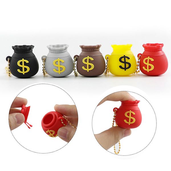 

wholesale silicone concentrate container jars cute pocket money shape key chain non stick dab wax storage containers oil holder for e cigare
