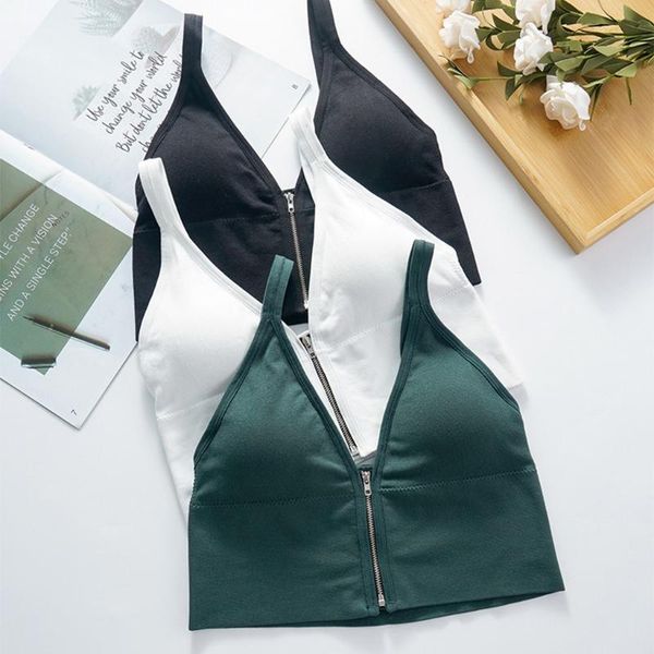 

yoga outfit zipper sports bra gym workout underwear push up crop bras athletic