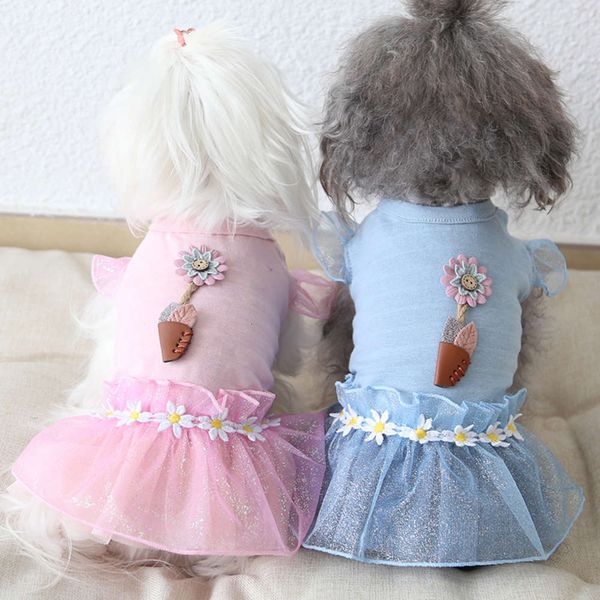 

ysgj 20 spring and summer new daisy floret gauze sweet dog cat drs