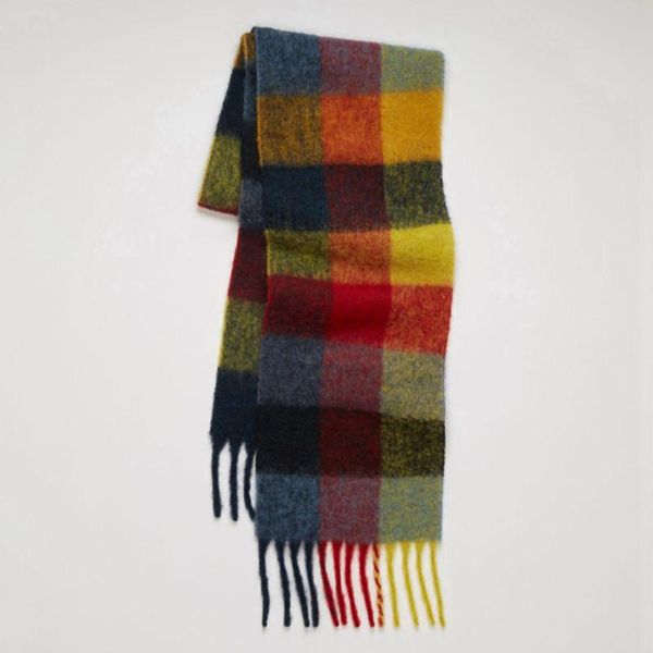 

scarves autumn winter multicolor plaid fringed women's scarf rainbow fashion shawl men women warm, Blue;gray