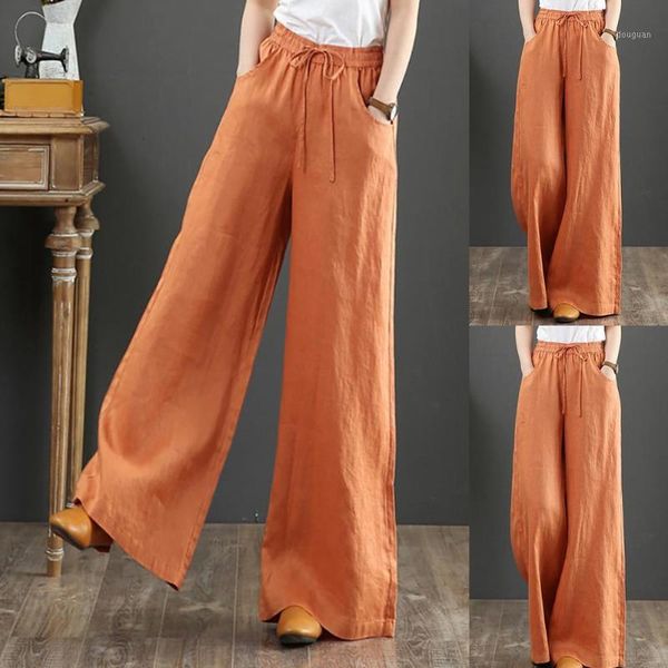 

women vintage style large size casual cotton linen high waist pants mopping leisure straight trousers women's & capris, Black;white
