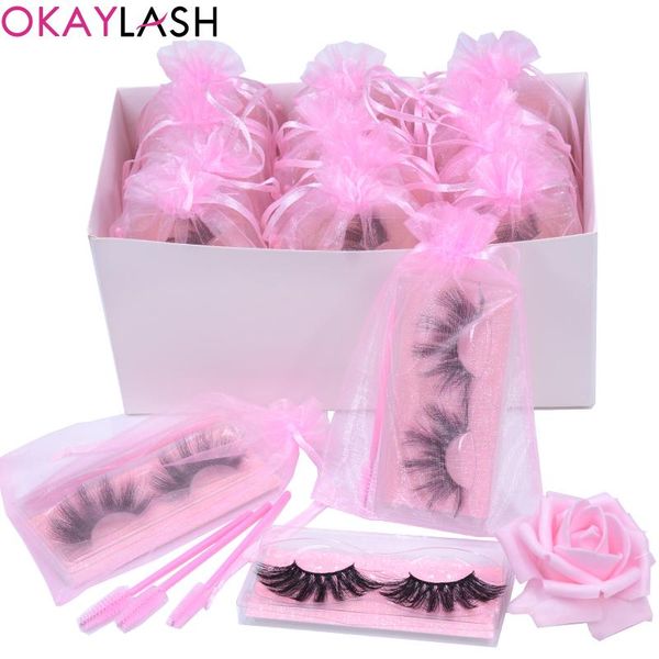 

false eyelashes okaylash 100/50pairs wholesale 25mm vegan faux mink fluffy soft high volume big eye lashes vendors in bulk