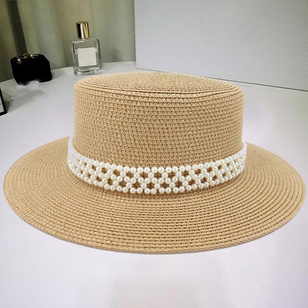 

wide brim hats summer women's boater beach hat side female casual panama lady classic flat straw sun women fedora 2021, Blue;gray