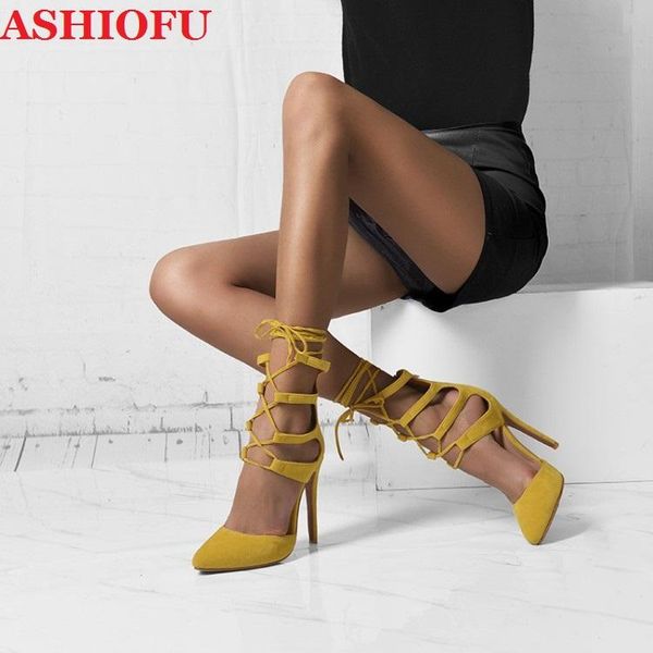 

dress shoes ashiofu handmade 2021 ladies high heels sandals crisscross straps real pos party evening fashion, Black