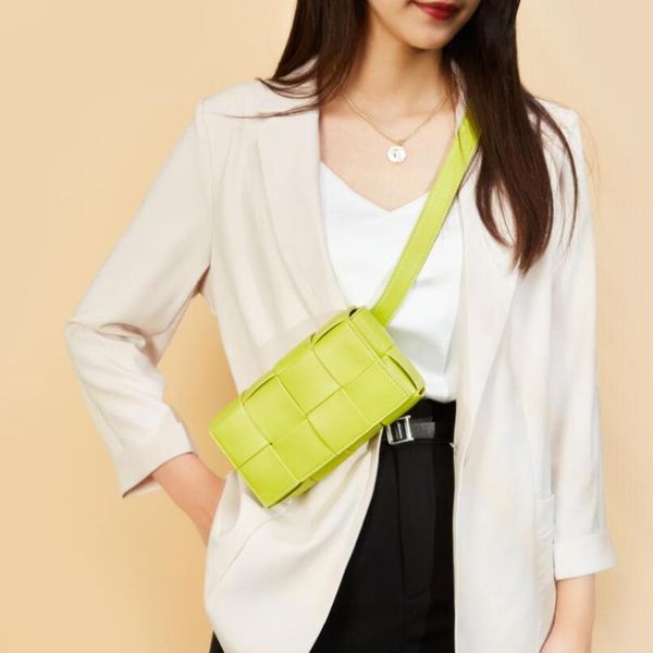

evening bags 2021 summer ladies genuine leather chain shoulder crossbody bag fashion woven waist women knit belt