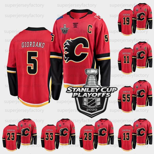 

calgary flames 2020 stanley cup playoffs mark giordano matthew tkachuk sean monahan mikael backlund johnny gaudreau rittich lindholm jersey, Black;red