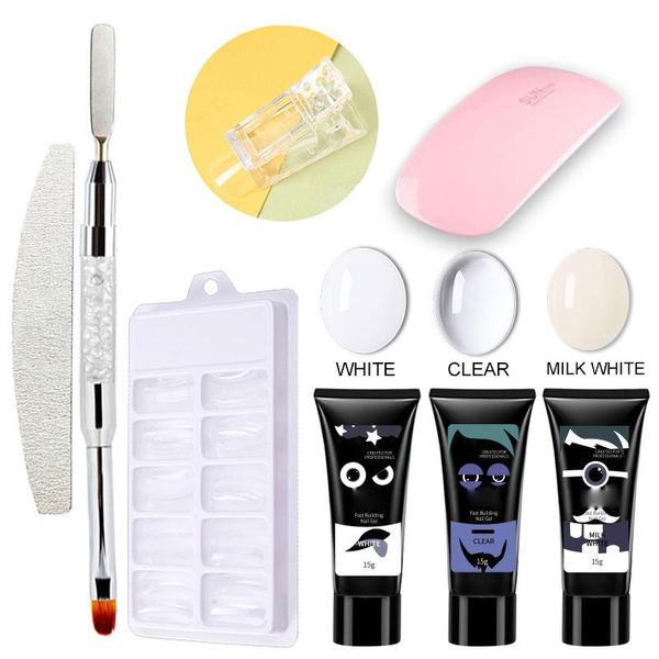 

nail art kits gel kit polish acrylic crystal uv led builder tips enhancement slip solution quick extension manicure