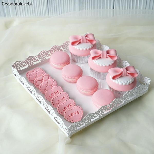 

other bakeware square cake tray 6/8/10inch white iron metal tools wedding table decoator kitchen dining&bar