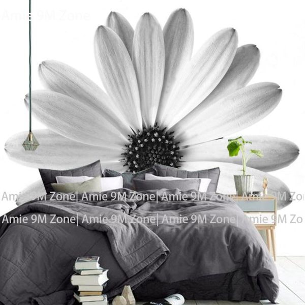 

wallpapers tuya grey color big flower design wall mural on for living room home decor discount wall-paper