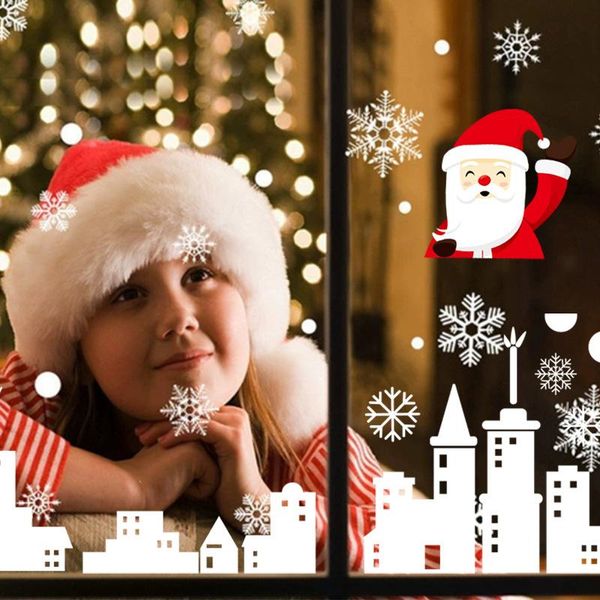 

wall stickers christmas pvc static sticker santa elk window glass snowflake decals home year murals decorations 2021