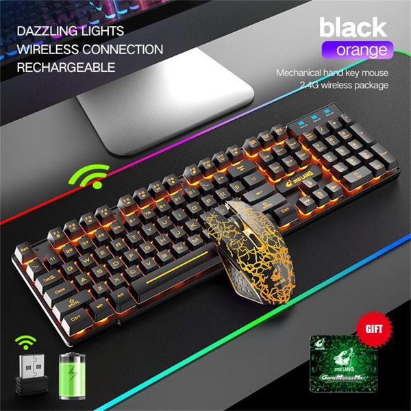 

[ in stock] gaming keyboard and mouse wired backlight mechanical feeling gamer kit silent 3200dpi set combos