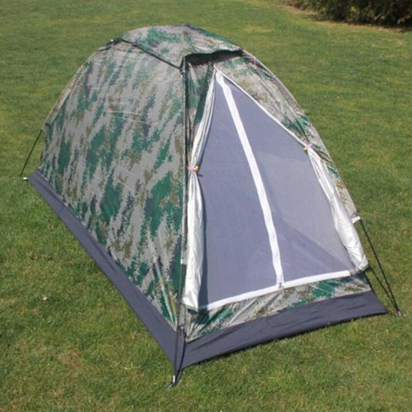

camping camouflage tent single layer folding waterproof outdoor travel tourist beach fishing hunting portable single tents