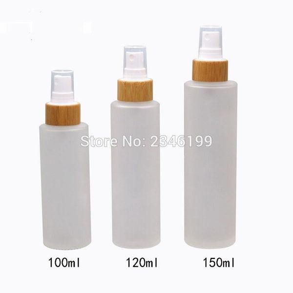 

storage bottles & jars 100ml 120ml 150ml frost glass mist spray bottle bamboo pump empty cosmetic toner packaging bottles, 10 pcs/lot