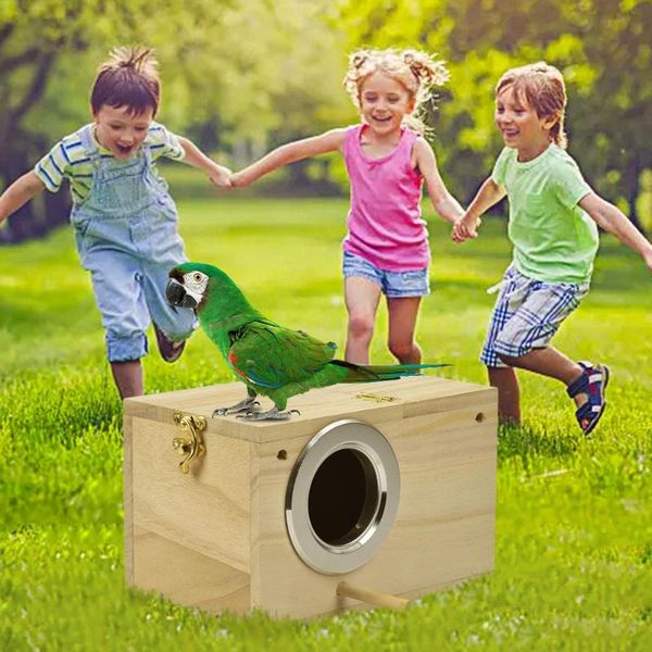 

wood bird breeding box house nest parrot decorative cages pet accessories home balcony garden yard decoration a40