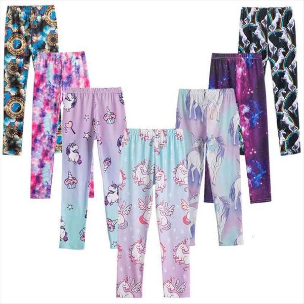 

kids unicorn pants for girls fall spring leggings breathable animal pattern trousers children cotton flower printing, Blue