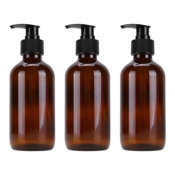 

3pcs glass sub bottle empty storage bottle simple cosmetics emulsion storage holders for travel home (250ml brown)