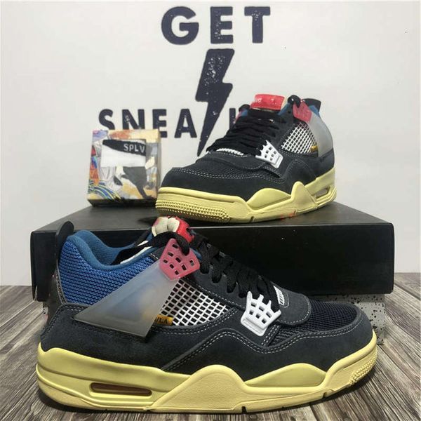 

jumpman 4 4s cactus jack men womens basketball shoes neon court purple bred mens trainers sports sneakers, Black