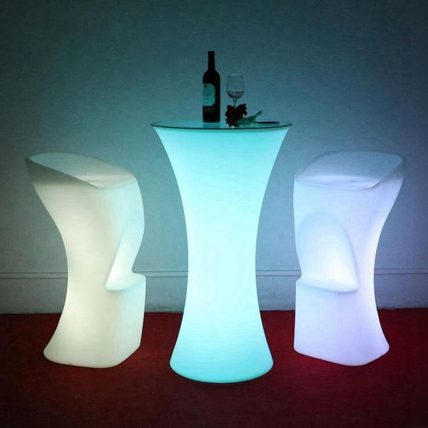 

camp furniture creative pe plastic contracted style chair led luminous stool bar leisure high backrest single
