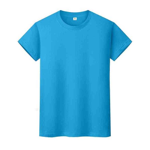 

men and women round neck solid color t-shirt summer cotton bottoming short-sleeved half-sleeved m21iui, Black