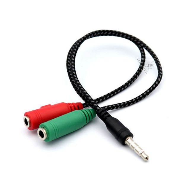 Hochwertiger geflochtener Kupfer-3,5-mm-Stecker auf 2 Buchsen, Audio-Stereo-Y-Splitter-Kabel, Telefon-Kopfhörer-Headset-Splitter-Adapter