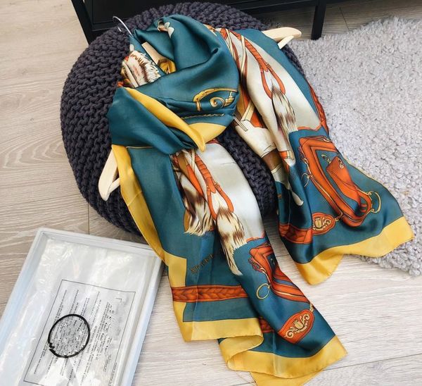 

2021 famous designer ms xin design gift scarf 100% silk scarf, Blue;gray