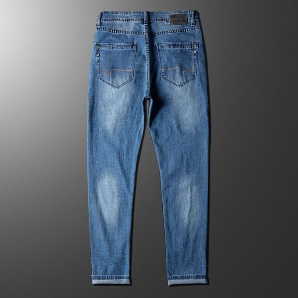 

elasticity jeans summer dunne shared slim fit straight-cut men business casual gentlemen broek, Blue