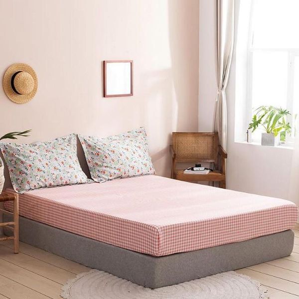 

sheets & sets fashion bedroom 100%cotton fitted sheet mattress cover four corners with elastic bedspread bed twin full queen lining