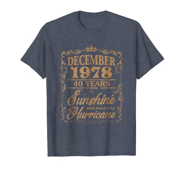 

december 1978 40 years of being sunshine hurricane t-shirt, White;black