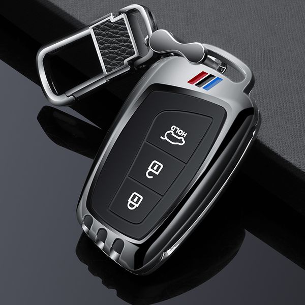 

zinc car key fob cover case for hyundai grand santa fe ix45 2013- 2016 genesis equus azera soloaris ix35 accent elantra