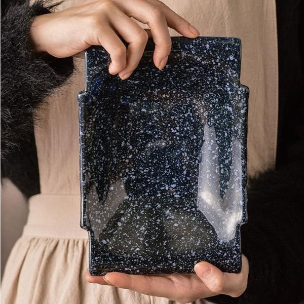 

dishes & plates japanese-style ceramic plate retro creative snack set cold dish restaurant tableware rectangular deep