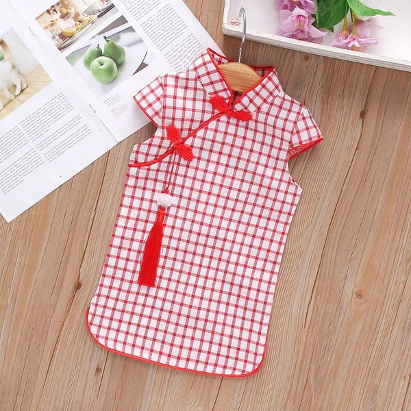 

girl's dresses toddler baby girls dress clothing short sleeve floral printed cheongsam princess for summer kids, Red;yellow