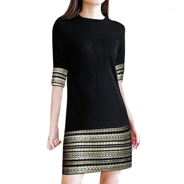 

casual dresses fashion women's vintage elegant splice middle sleeve easy mini dress formal winter 2021, Black;gray