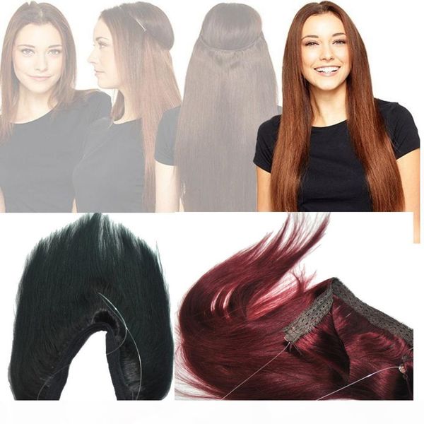 

elibess hair-14inch-26inch halo hair extension real brazilian virgin human hair fish line hair extensions
