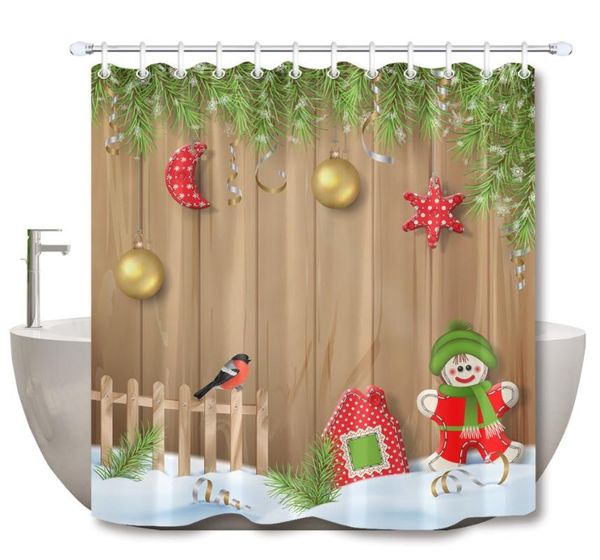 

shower curtains lb textile toys and branches of fir tree bathroom curtain christmas snowy wooden plank fabric for bathtub decor