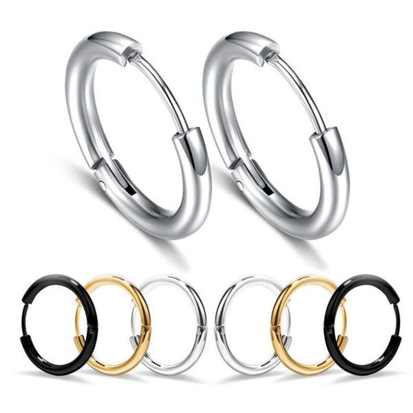 

gold silver black hypoallergenic titanium steel men women hoop earrings huggie hoop cartilage piercing 3 colors, Golden;silver