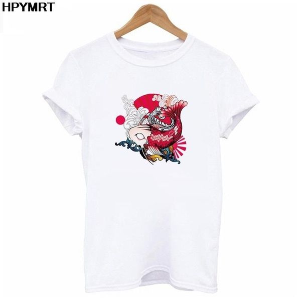 

women's t-shirt vogue japan style fish t shirt women casual tshirts fashion tee harajuku cute graphic 2021 summer kawaii female, White