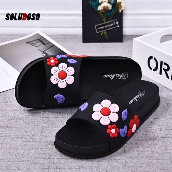 

women slippers fashion summer lovely ladies casual slip on beach flip flops slides woman indoor shoes flower tux3 210310, Black