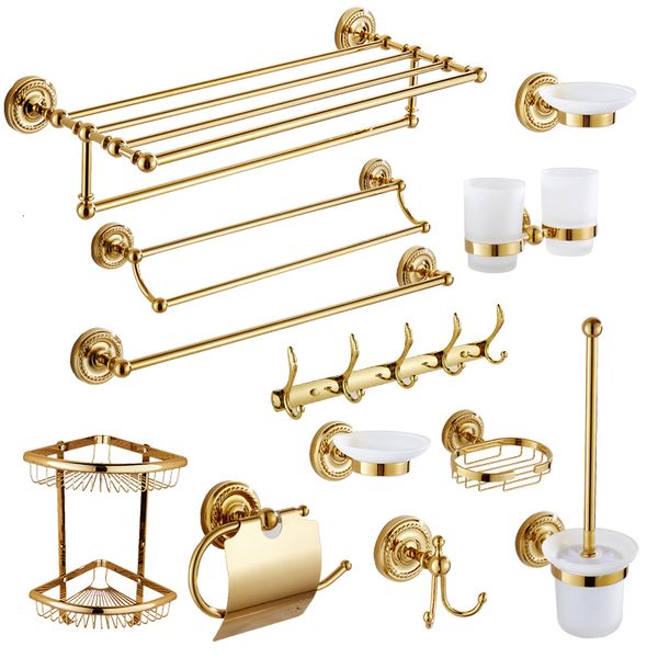 

2021 new european polished gold brass set vintage accessories fixed to wall of the bathroom fittings jmh53 ychv