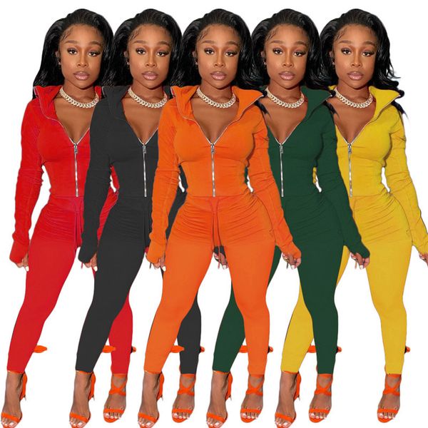

2021 new two piece women outfits sweatsuit zip sweatpants leggings bodycon tracksuit matching set wholesale dropshipping ravr, Gray
