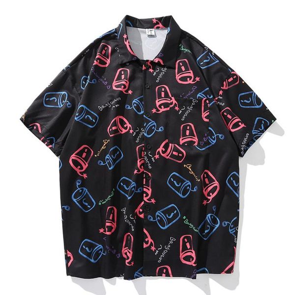 

women's blouses & shirts hawaiian beach style womens turn down collar single breasted pocket oversized shirt blouse casual printed summ, White