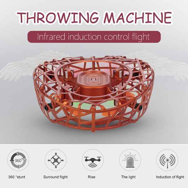 

new hand operated drone for kids or adults toy mini drone infrared induction 360 rotating throw to flying hovering aircraft toy
