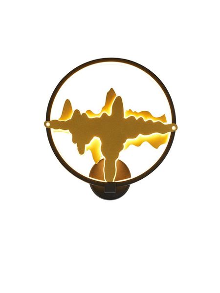 

wall lamp chinese style living room mountains round led light gold decorative creative bedroom bedside scenery