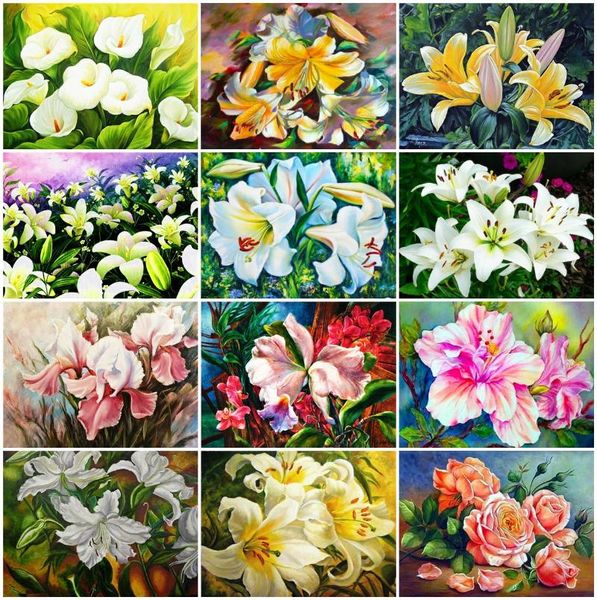 

diamond painting azqsd art lily cross stitch kits rhinestones 5d embroidery flower mosaic handmade home decoration