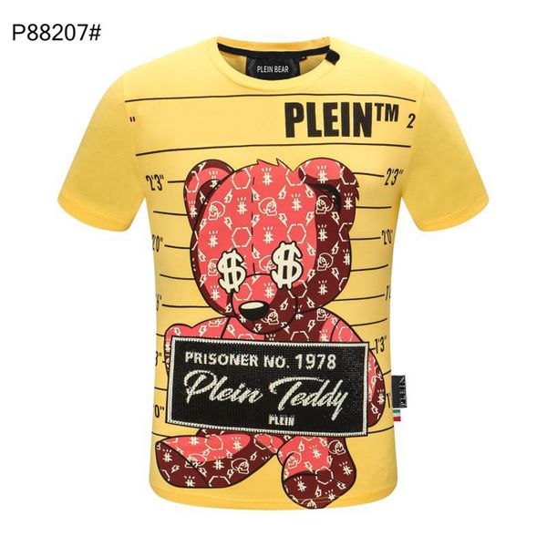 

plein bear t shirt mens designer tshirts brand clothing rhinestone skull men t-shirts classical hip hop streetwear tshirt casual tees pb 112, White;black