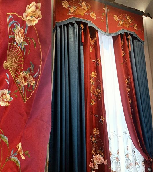 

curtain & drapes full shading mordern chinese style american retro classical art red wedding room living